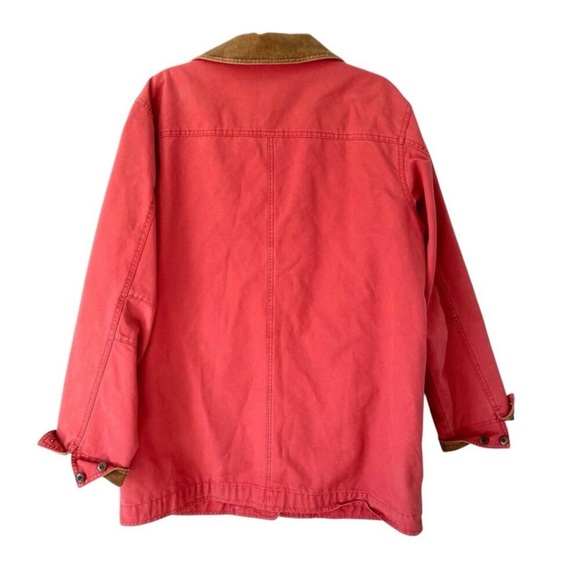 L.L. Bean Womens Light Red Barn Jacket with Brown Corduroy Trim & Flannel Lining - Picture 3 of 8